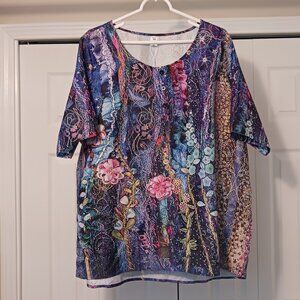 2/$16 - NWT Flycurvy Pink/Purple Short Sleeve Top Size 3X